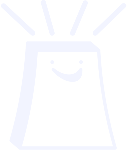 Smiling shopping bag icon for a clothing brand logo design