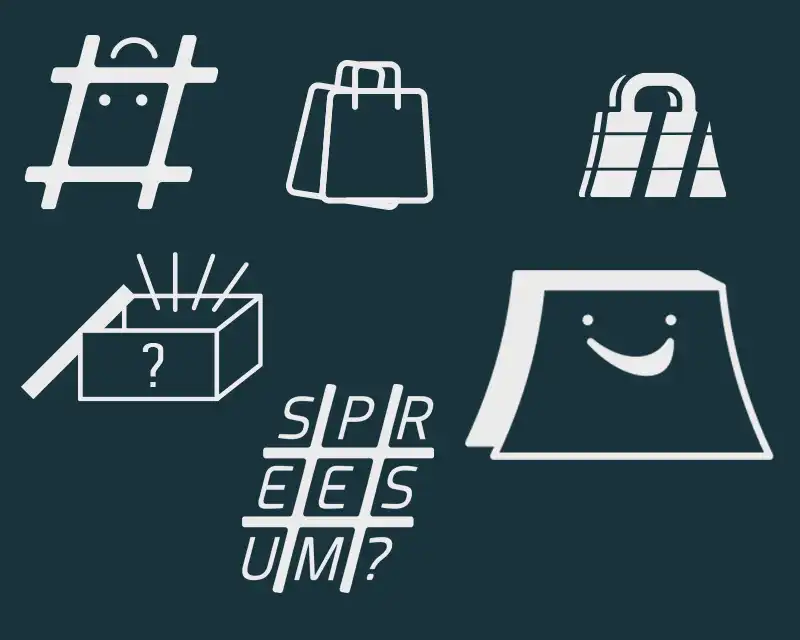 Initial e-commerce logo design proposals for a fashion and beauty mystery box brand