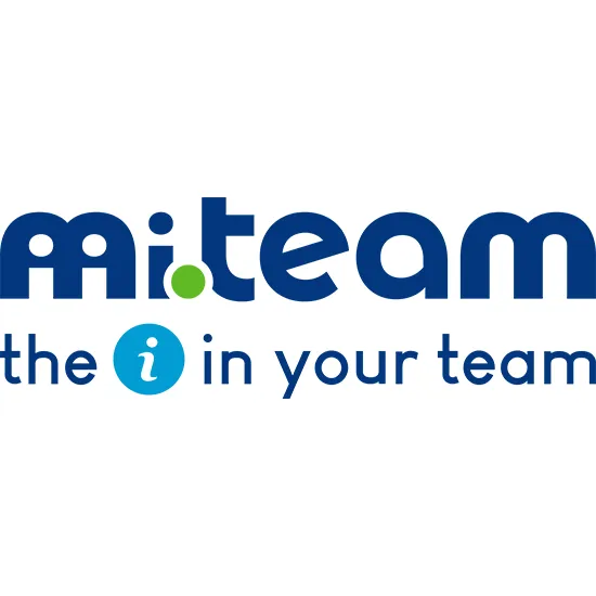 IT Team Monitoring logo - "the i in your team" with bold blue typography and green/blue accent dots