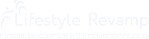 Lifestyle Revamp logo featuring a stylised figure reaching upwards, with the text 'Lifestyle Revamp' and the tagline 'Personal Development & Online Entrepreneurship' in a clean, modern font.