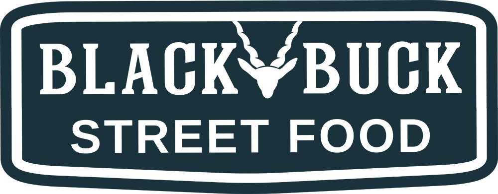 Black Buck Street Food branding featuring stylised antelope horns in a bold badge design