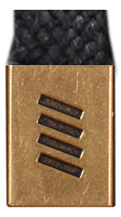 Matte gold cord end with embossed stripe detail